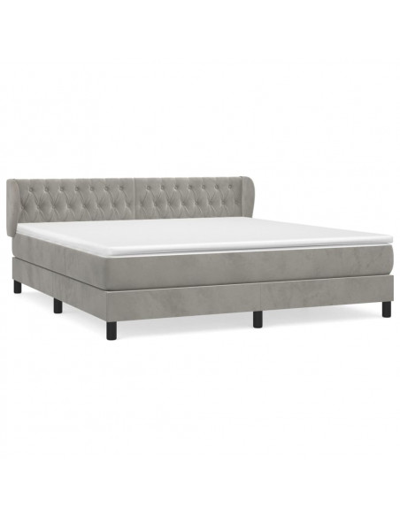 Giroletto a Molle con Materasso Grigio Chiaro 160x200cm Velluto