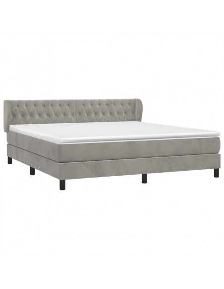 Giroletto a Molle con Materasso Grigio Chiaro 160x200cm Velluto