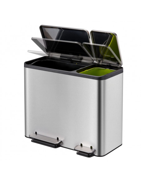 EKO Pattumiera a Pedale EcoCasa 30 L+15 L Argento Opaco