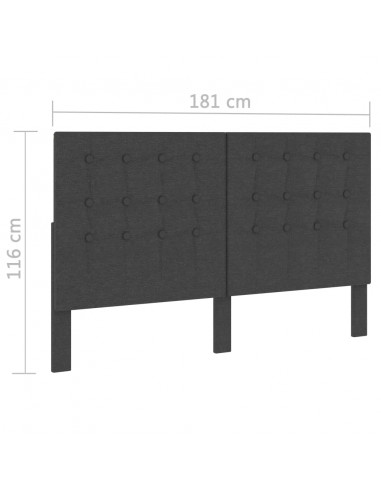 Testiera Letto Trapuntata Grigio Scuro in Tessuto 180x200 cm