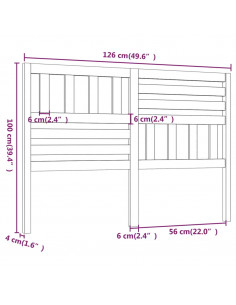 Testiera per Letto Nera 126x4x100 cm in Legno Massello di Pino