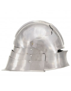 Elmo da Cavaliere Medievale Antico LARP in Acciaio Argento