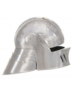 Elmo da Cavaliere Medievale Antico LARP in Acciaio Argento