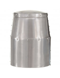 Elmo da Cavaliere Medievale Antico LARP in Acciaio Argento