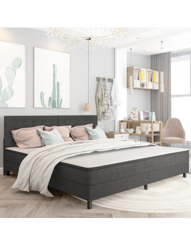 Testiera Letto Trapuntata Grigio Scuro in Tessuto 200x200 cm