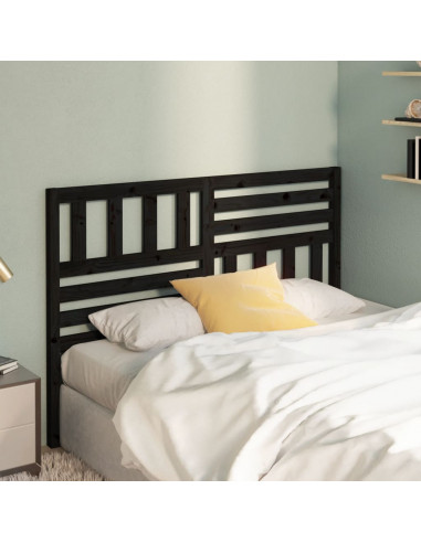 Testiera per Letto Nera 126x4x100 cm in Legno Massello di Pino