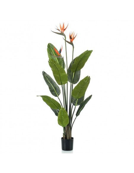 Emerald Strelitzia Pianta Artificiale in Vaso con Fiori 120 cm
