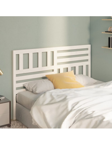 Testiera per Letto Bianca 146x4x100cm in Legno Massello di Pino