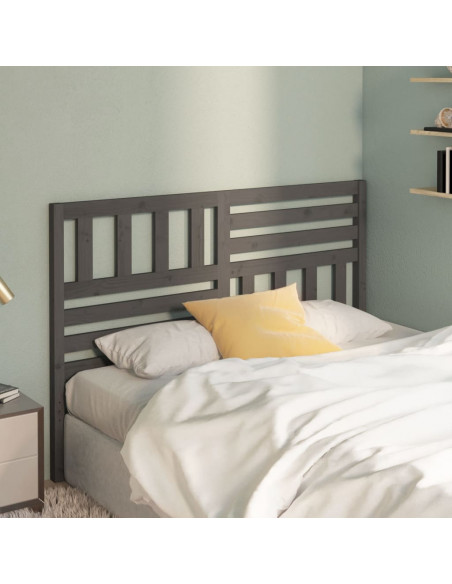 Testiera per Letto Grigia 146x4x100cm in Legno Massello di Pino
