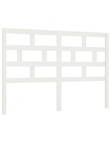 Testiera per Letto Bianca 141x4x100cm in Legno Massello di Pino