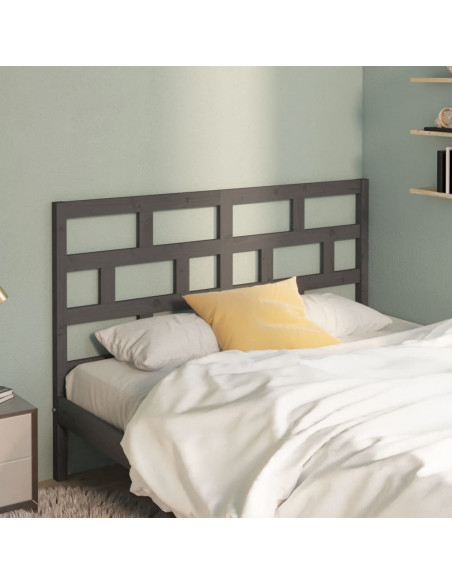 Testiera per Letto Grigia 141x4x100cm in Legno Massello di Pino