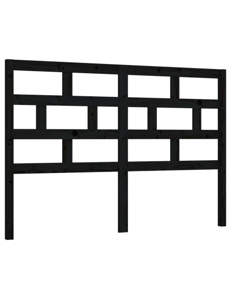 Testiera per Letto Nera 141x4x100 cm in Legno Massello di Pino