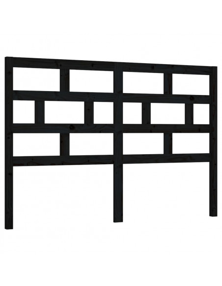 Testiera per Letto Nera 166x4x100 cm in Legno Massello di Pino