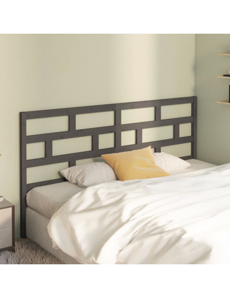 Testiera per Letto Grigia 186x4x100cm in Legno Massello di Pino