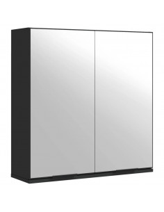 Armadietto Specchio da Bagno Nero 64x20x67 cm Legno Multistrato 2