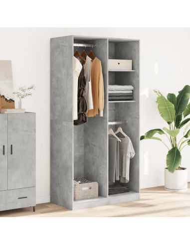 Armadio Grigio Cemento 100x50x200 cm in Legno Multistrato