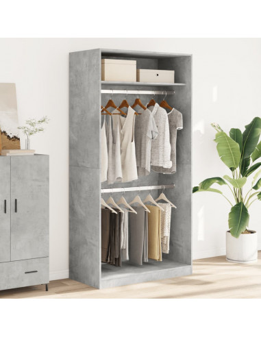 Armadio Grigio Cemento 100x50x200 cm in Legno Multistrato