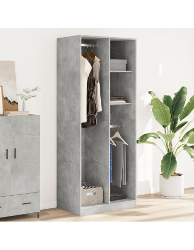 Armadio Grigio Cemento 80x50x200 cm in Legno Multistrato