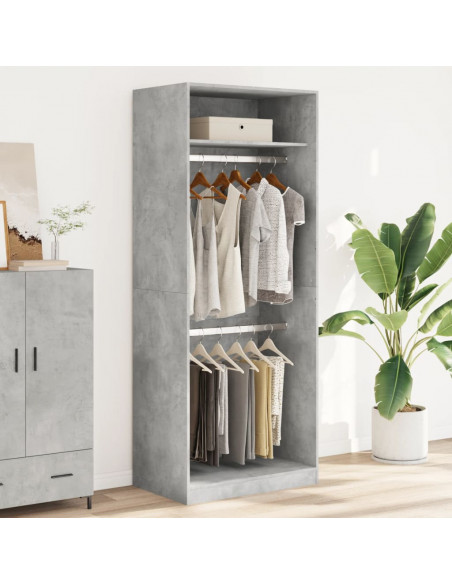 Armadio Grigio Cemento 80x50x200 cm in Legno Multistrato