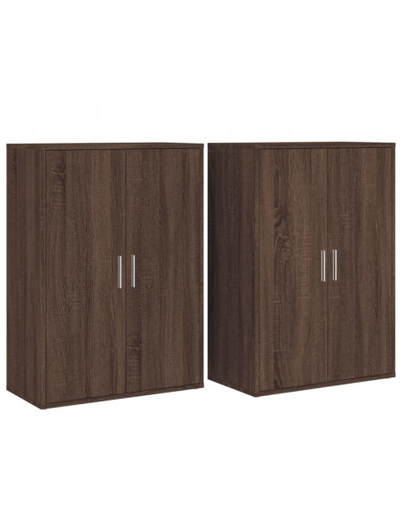 Credenze 2 pz Rovere Marrone 60x31x84 cm in Legno Multistrato