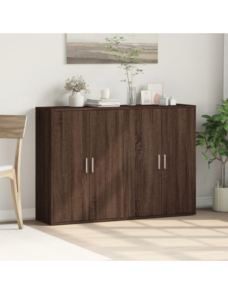 Credenze 2 pz Rovere Marrone 60x31x84 cm in Legno Multistrato