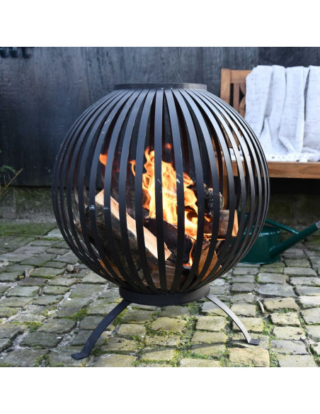 Esschert Design Braciere a Sfera in Acciaio al Carbonio Nero FF400
