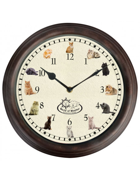 Esschert Design Orologio con Decorazioni e Suoni a Tema Gatto