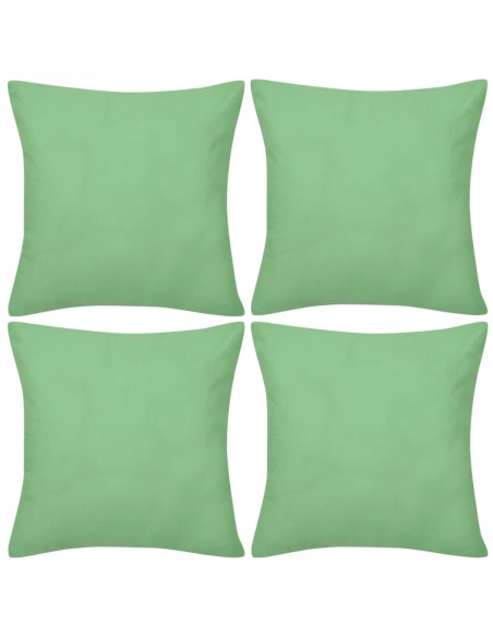 Federe 4 pz per Cuscini in Cotone Verde Mela 40 x 40 cm