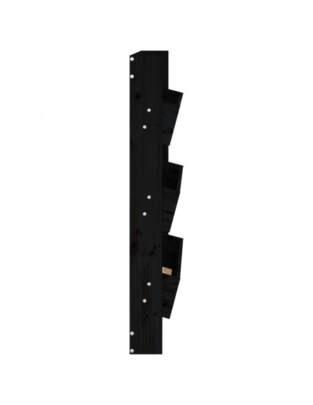 Fioriera a Muro 3Ripiani Nera 60x18,5x110cm Legno Massello Pino