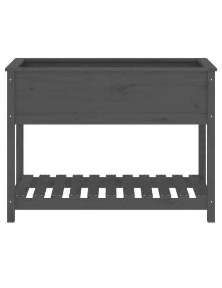 Fioriera con Mensola Grigia 111,5x54x81 cm Legno Massello Pino