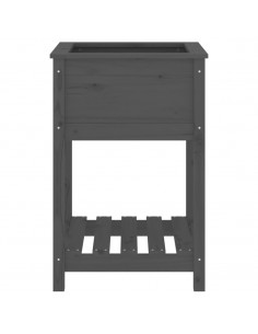 Fioriera con Mensola Grigia 54x54x81 cm Legno Massello di Pino