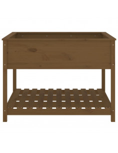 Fioriera con Mensola Miele 111,5x111,5x81cm Legno Massello Pino