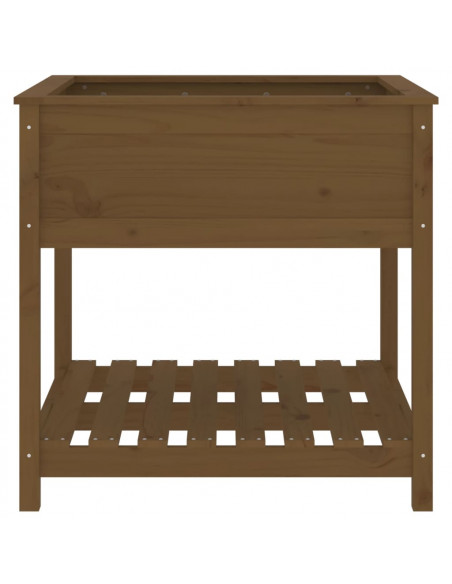 Fioriera con Mensola Miele 82,5x82,5x81 cm Legno Massello Pino