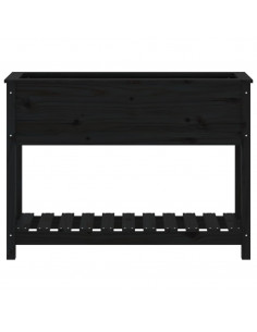 Fioriera con Mensola Nera 111,5x34,5x81 cm Legno Massello Pino