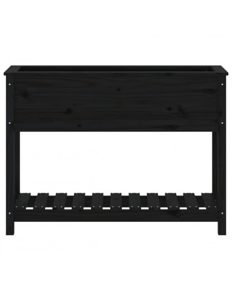 Fioriera con Mensola Nera 111,5x34,5x81 cm Legno Massello Pino