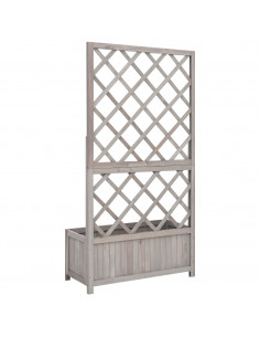 Fioriera con Traliccio Grigia 70x30x135 cm in Massello di Abete