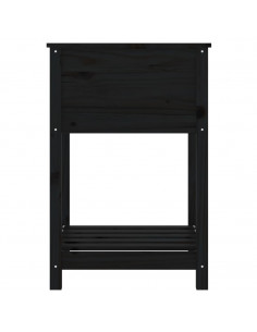 Fioriera con Mensola Nera 54x54x81 cm in Legno Massello di Pino