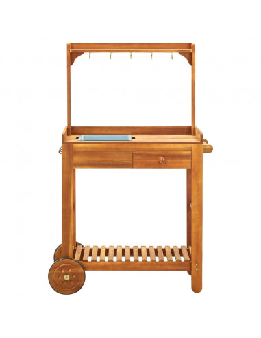 Carrello da Cucina da Giardino in Acacia 92x43,5x141,5 cm