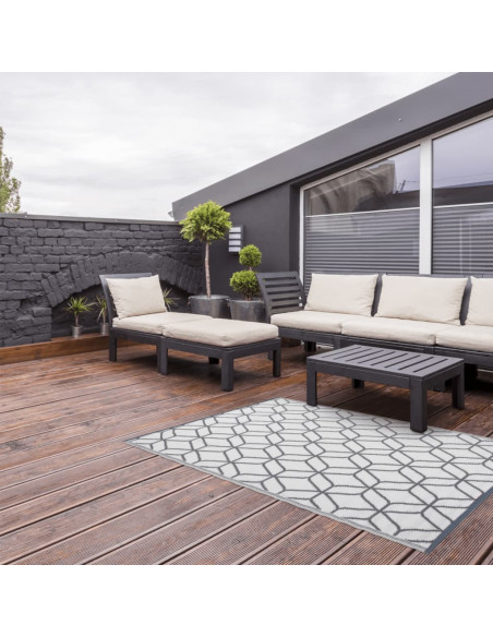 Esschert Design Tappeto da Esterno 180x121 cm Grigio Bianco OC25