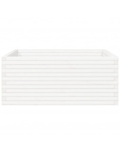 Fioriera da Giardino Bianca 110x110x46cm Legno Massello di Pino