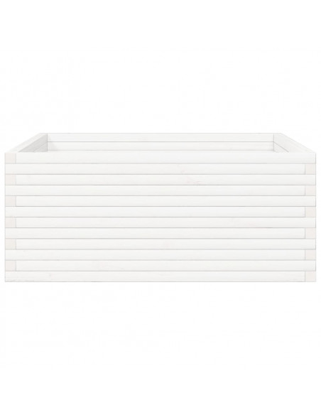 Fioriera da Giardino Bianca 110x110x46cm Legno Massello di Pino