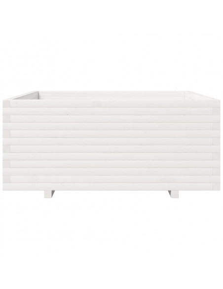 Fioriera da Giardino Bianca 110x110x49,5 cm Legno Massello Pino