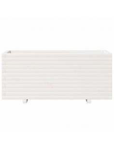 Fioriera da Giardino Bianca 110x40x49,5 cm Legno Massello Pino