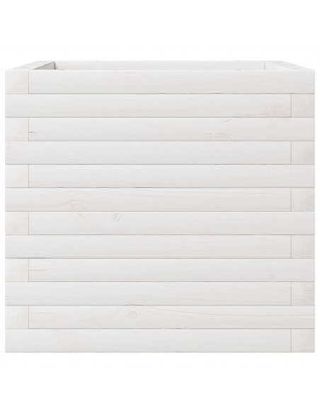 Fioriera da Giardino Bianca 50x50x45,5cm Legno Massello di Pino