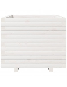 Fioriera da Giardino Bianca 60x60x49,5cm Legno Massello di Pino