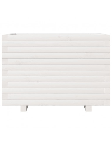 Fioriera da Giardino Bianca 70x40x49,5cm Legno Massello di Pino