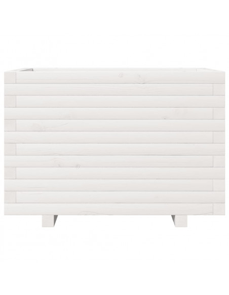 Fioriera da Giardino Bianca 70x40x49,5cm Legno Massello di Pino