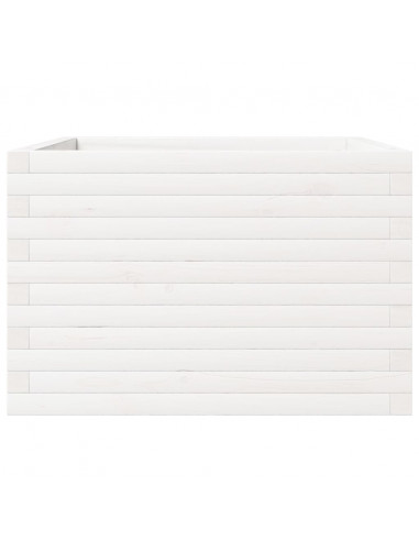 Fioriera da Giardino Bianca 70x70x46 cm Legno Massello di Pino