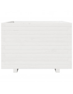Fioriera da Giardino Bianca 70x70x49,5cm Legno Massello di Pino