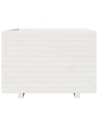 Fioriera da Giardino Bianca 70x70x49,5cm Legno Massello di Pino